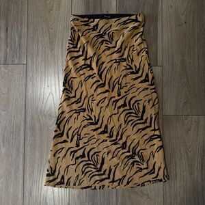 Madewell zebra print midi skirt women's size xs